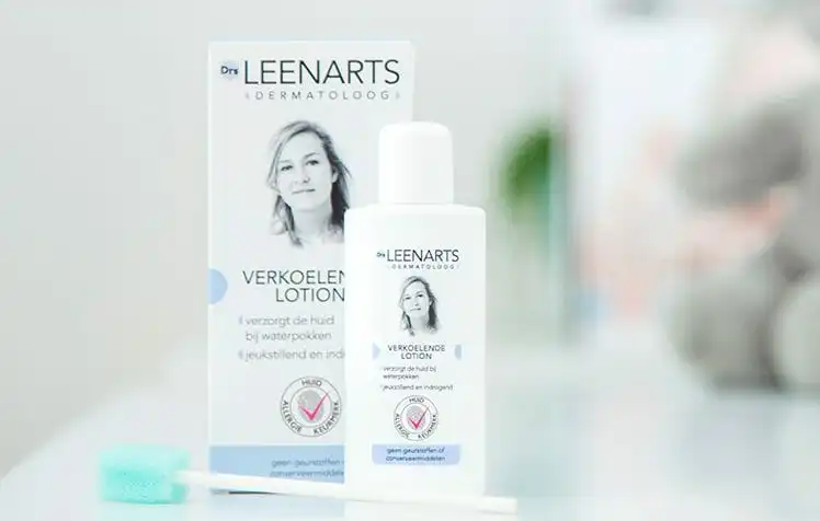 Verkoelende Lotion product middel tegen jeuk bij waterpokken en indrogen van de waterpokken blaasjes