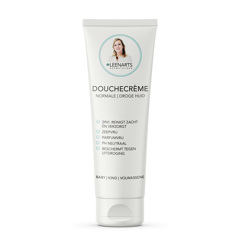 Packshot Drs Leenarts Douchecrème tube 250ml.