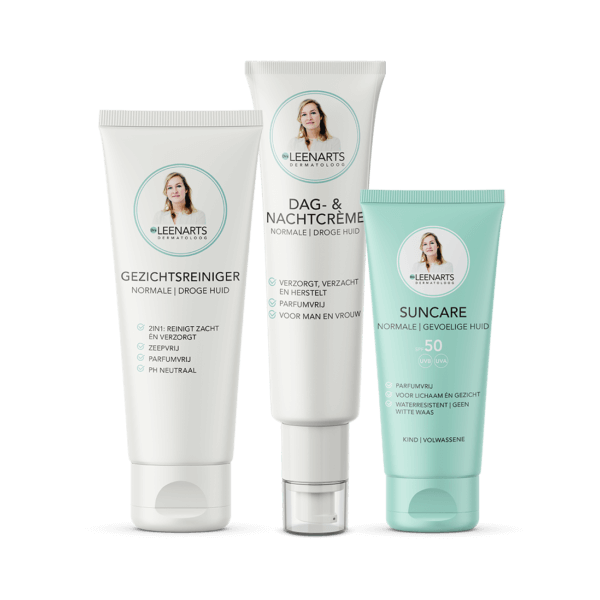 Packshot van Drs Leenarts Care and protect facecare set.